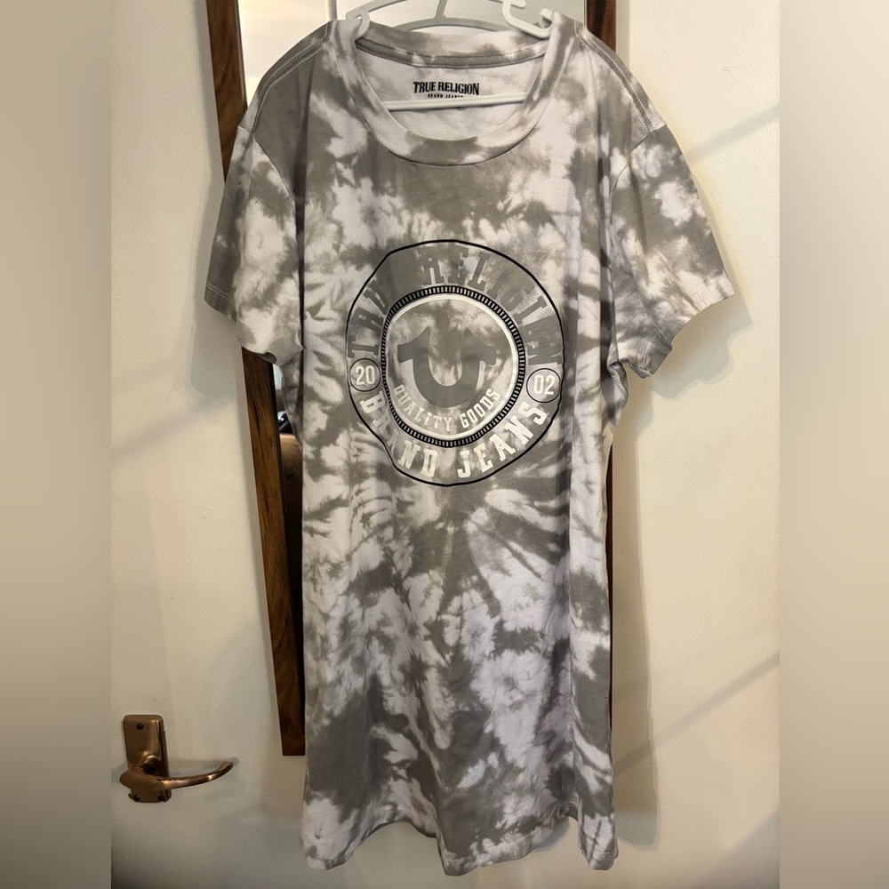 True Religion Gray and White Tye Dye Dress